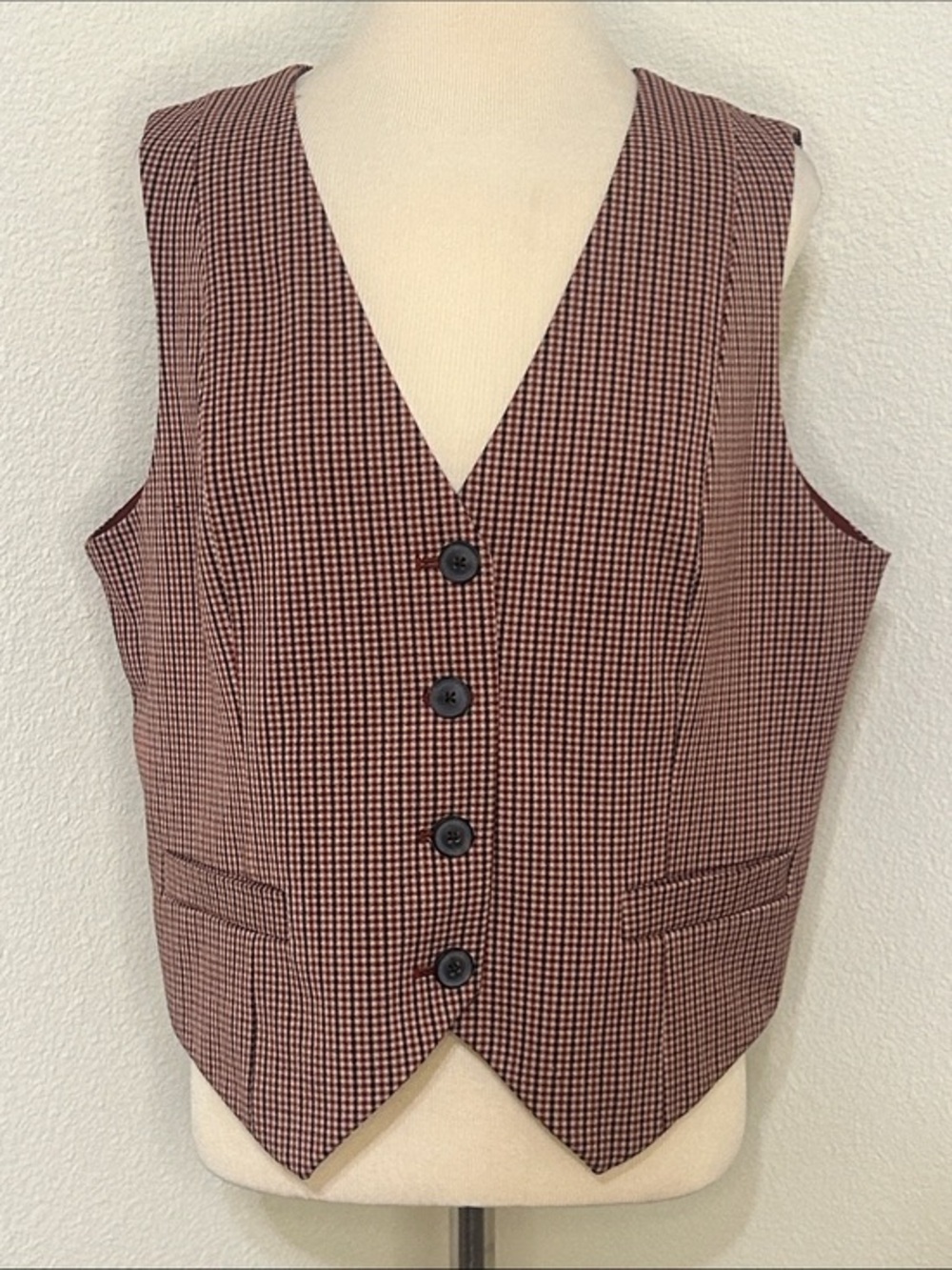 NWOT A New Day Plaid Vest Buttons Fully Lined L Large